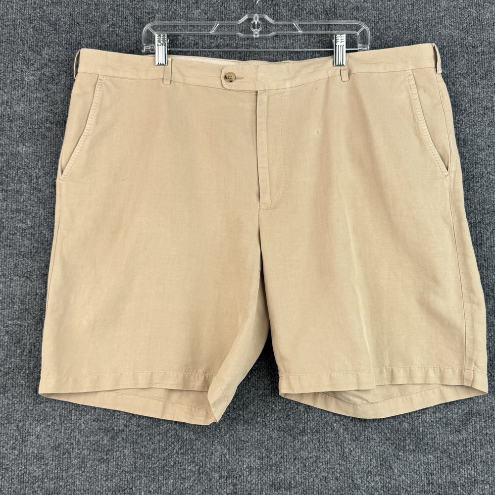Peter Millar Seaside Shorts Mens 42 Beige Linen Silk Blend Classic Golf‎ Casual